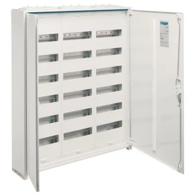 Hager Feldverteiler FWB63S AP | 3 Felder 6 Reihen 216PLE | IP44 SKII | 950x800x161mm | QuickConnect | Stahlblech | weiß