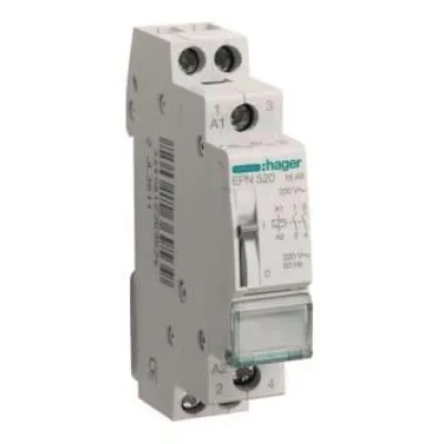 Hager Fernschalter EPN520 | Stromstoßschalter 2 Schließer | 230V AC 110V DC | 16A | DIN-Schiene | Handbedienung