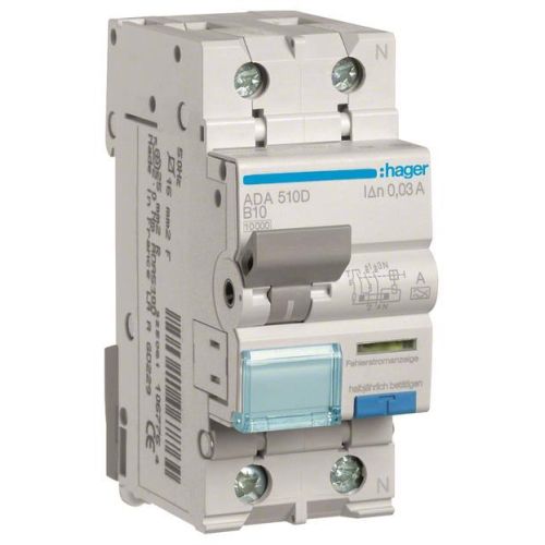 Bild: Hager FI/LS-Schalter 1P+N 10kA B-10A 30mA ADA510D