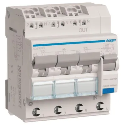 Hager FI/LS-Schutzschalter ADZ313D | 3x1P+N | 13A B-Char | 30mA Typ A | 6kA | QuickConnect | Weiß