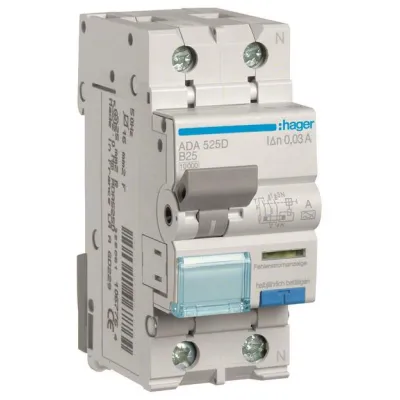 Hager FI/LS-Schalter ADA525D 1P+N B25A 30mA Typ A | 10kA | 2-polig | 240V AC | IP20