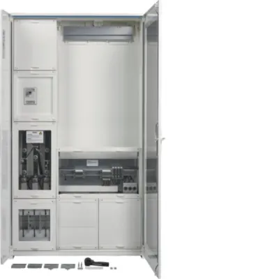 Hager Wandler- und Messschrank FP93W13N | 3 Felder | 200/250A | IP44 | Aufputz | Stahl | 800x1400x205 mm | weiß