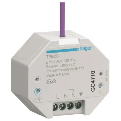 Hager Funk Schaltaktor Unterputz TRB201 | KNX-Funk | 1-fach Ausgang | 16A | 230V | quicklink | LED-Anzeige | IP20