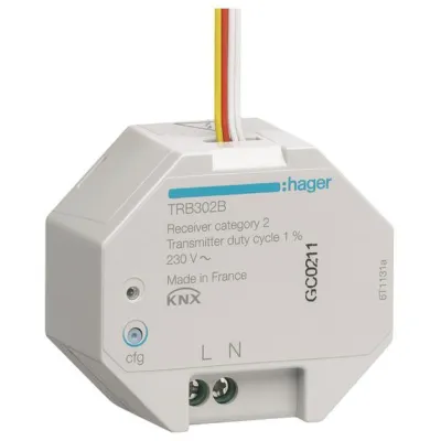 Hager Funk Unterputz Binäreingang TRB302B | 2-fach | 230V | quicklink | KNX-Funk | LED-Anzeige | IP20