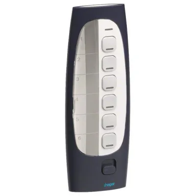 Hager Funkfernbedienung KNX TU418 | 7 Tasten | 18 Kanäle | quicklink | unidirektional | 868,3 MHz | dunkelblau