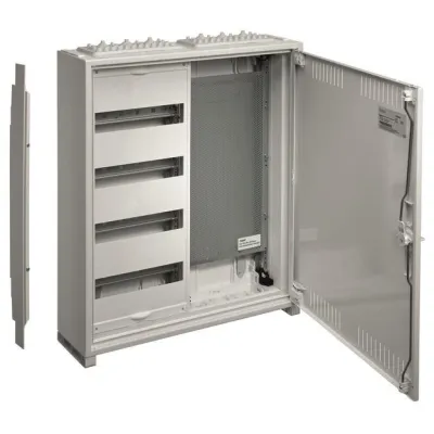 HAGER Feldverteiler Aufputz | FWB42K1 Multimediaverteiler | 4x12TE 48 Module | IP31 | 650x550x161mm | Stahltür Weiß