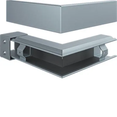 HAGER Außeneck FWK-Plus FWKP600603VERZ | 90° | 60x60mm | Brandschutzkanal | verzinkter Stahl | Bodenlochung | silber