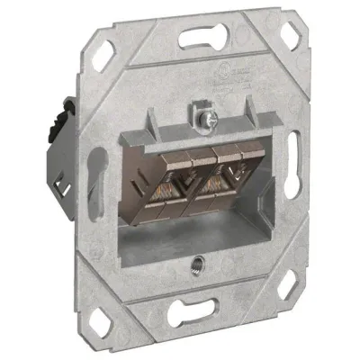 HAGER Patch-Modul G3175 | Cat.6 Datenanschlussdose 2x RJ45 geschirmt | LSA | Kanaleinbau UP | schräg | IP20