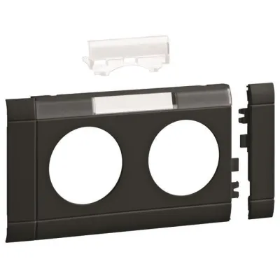 Hager Blende 2-fach Steckdosenmodul GB080219011 | beschriftbar | 80mm | anthrazit RAL 9011 | halogenfrei | IK07 | IP20