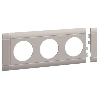 Hager Blende 3-fach Steckdose GB080307035 | Modularblende Kanal | 80mm | Kunststoff halogenfrei | lichtgrau