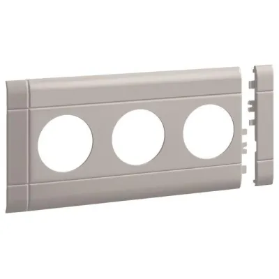 Hager Geräteblende GB10030K7035 | 3-fach Steckdosenblende | modular | 100mm | Kunststoff halogenfrei | lichtgrau