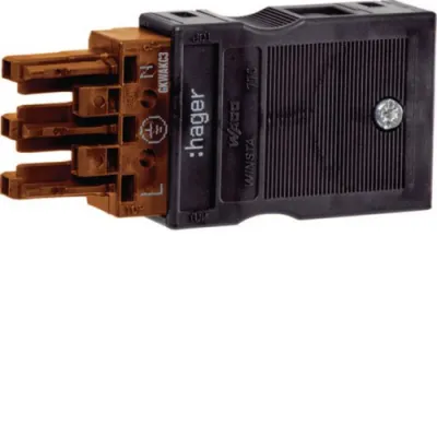 HAGER Eingangsbuchse Wago Winsta GKWAKC3 | Steckverbinder 3-polig | Code S | Federzug | 230V | 16A