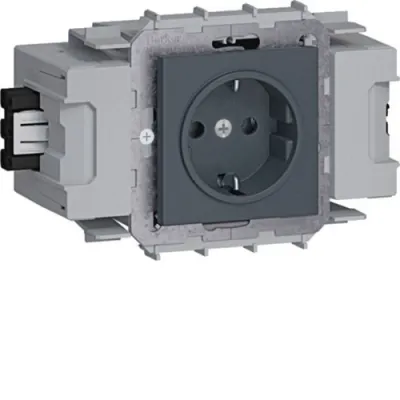 Hager Steckdose 1-fach GS10019011 Winsta Frontrastend | SCHUKO Typ F | Kanalsteckdose | IP20 | matt | graphitschwarz