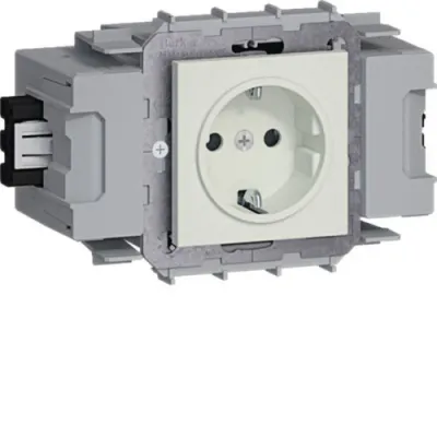 HAGER Steckdose 1-fach GS10019016 | Wago Winsta | Frontrastend | Kanalsteckdose | Schutzkontakt Typ F | IP20 | weiß