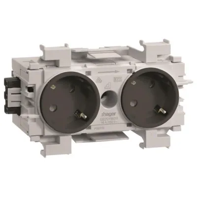 Hager Steckdose 2-fach GS20119011 | Kanalsteckdose 45° | Wago Klemmen | Frontrastend | IP20 | graphitschwarz