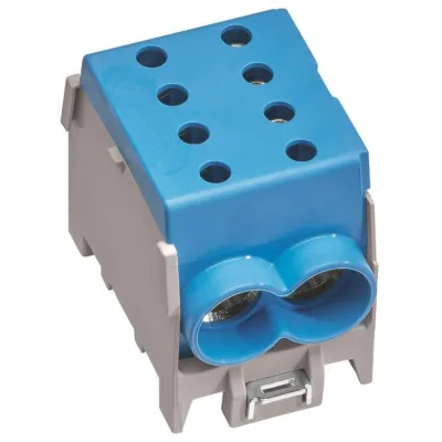 Hager Hauptleitungsabzweigklemme KH70B | 1-polig | 2x70mm²/2x50mm² | Hutschiene | schrauben | IP20 | blau