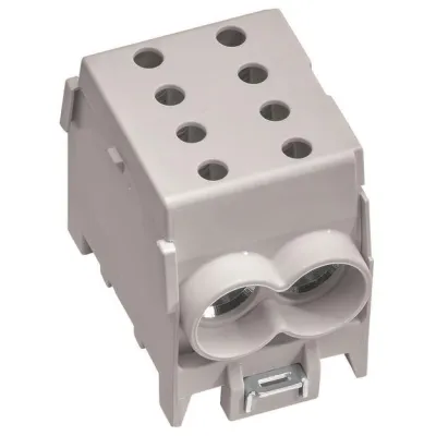 Hager Hauptleitungsabzweigklemme KH70G | 1-polig | 2x70mm² Zugang | 2x50mm² Abgang | DIN-Schiene | IP20 | grau