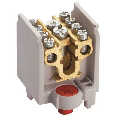 Hager Hauptleitungsabzweigklemme K65 | 1-polig | 1x35mm² Eingang | 4x25mm² Abgang | Messing | DIN-Schiene | 100A 400V