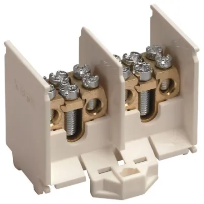 Hager Hauptleitungsabzweigklemme K18SN | 2-polig | 80A | 1,5-25mm² | Messing | Schraubanschluss | DIN-Schiene | grau