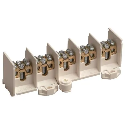 Hager Hauptleitungsabzweigklemme K46N 5-polig 80A Messing Schraubanschluss | für 1,5-25mm² | DIN-Schiene | max. 400V