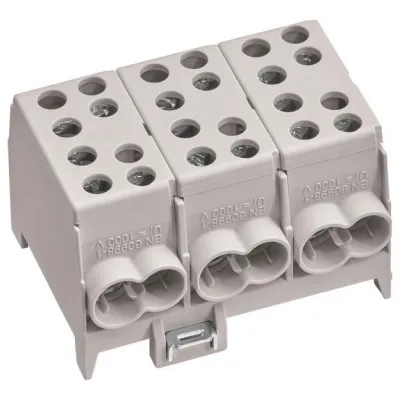 Hager Hauptleitungsabzweigklemme KH35L3 | 3-polig | 2x35mm²-25mm² je Pol | 100A | schrauben | IP20 | grau