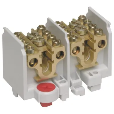 Hager Hauptleitungsabzweigklemme K25A | 2-polig | 2x35mm² Eingang | 4x25mm² Ausgang | 100A 400V | DIN-Schiene