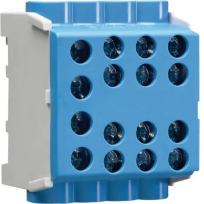 Hager Hauptleitungsabzweigklemme KH35N8 1-polig | 2x35mm²-6x25mm² | IP20 | berührungssicher | Hutschiene | Blau