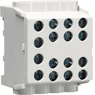 HAGER Hauptleitungsabzweigklemme KH35L8 | 1-polig | 2x35mm²-6x25mm² | 100A | schraubbar | IP20 | berührungssicher | grau