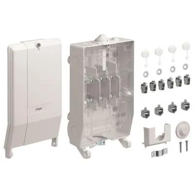 Hager Hausanschlusskasten ZAN334C K3 | 1x3NH00 | IP54 | 100A | plombierbar | Polyesterdeckel | lichtgrau