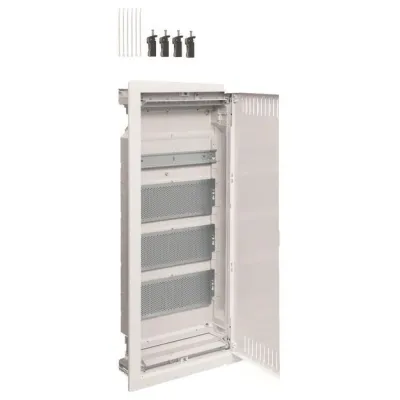 Hager Multimediaverteiler HWV VH48NWB | Hohlwand | 4-reihig | 1x Hutschiene | 3x Montageplatte | IP30 | 12 TE | Weiß