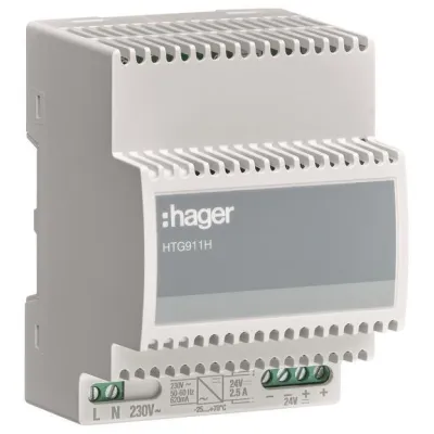 HAGER Spannungsversorgung HTG911H | 24V DC 2,5A | 60W | REG | stabilisiert | IP20 | Tragschienenmontage