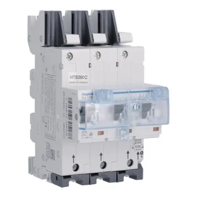 Hager SLS-Schalter HTS390C | Hauptleitungsschutzschalter 3-polig 100A | Sammelschiene 40mm | QuickConnect | 230/400V