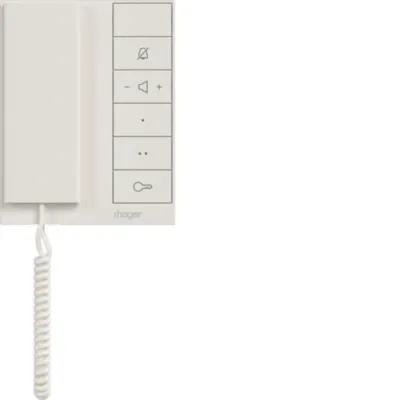 Hager Audio-Innenstation RTQ640X | 2-Draht Aufputz | Türsprechanlage mit Hörer | Türöffnerautomatik | weiß