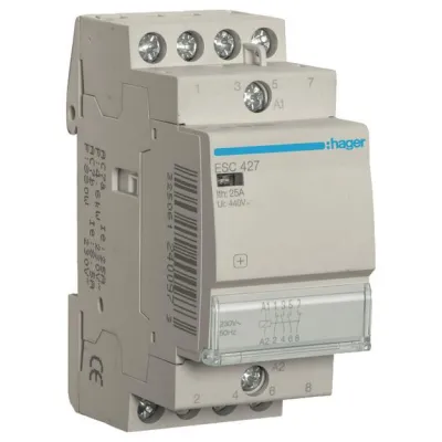 HAGER Installationsschütz ESC427 | Contactor 25A | 2 Schließer 2 Öffner | 230V AC | 2TE | IP2X | für Hutschiene