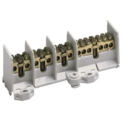 Hager Hauptleitungsabzweigklemme K37N 4-polig | 80A | 1,5-25mm² | für DIN-Schiene | Messingklemmen | Schraubanschluss