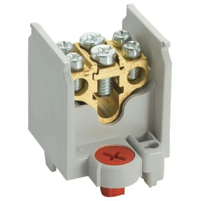 Hager Hauptleitungsabzweigklemme K64 | 1-polig | 35mm² Eingang | 2x25mm² Ausgang | Messing | 100A | DIN-Schiene