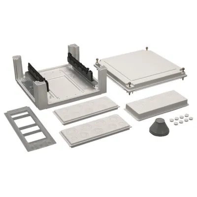 Hager Kabelanschlusskasten U84S4N | IP54 | Sammelschiene | 324x307x149mm | 5-polig | Kunststoff | seitliche Einspeisung