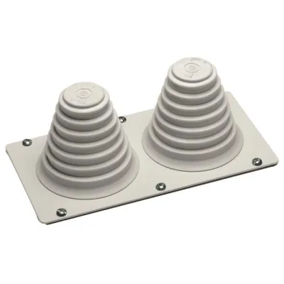 Hager Kabeleinführung FZ415N | für Kabel 30-72mm | 2 Tüllen | Stahl | IP54 | Montage Blech | natur