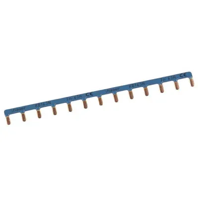 Hager Kammschiene KB163N | 1-polig | Stiftanschluss 10mm² | 63A | 13 Module | Phasenschiene | Blau