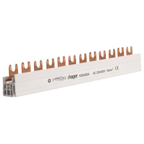 Bild: Hager KDN380A Phasenschiene 3P Gabel. 16mm² 12M