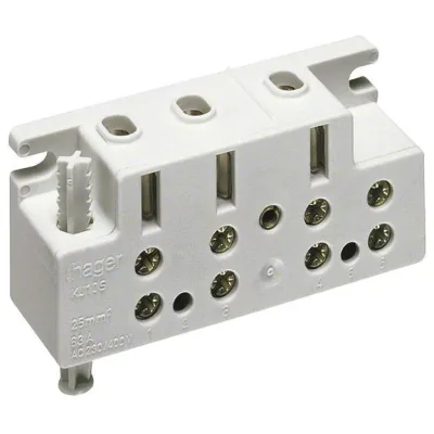 Hager Zählersteckklemme KJ10S | 63A | 1-polig | sperrbar | TRE-Anschluss | für Elektrizitätszähler | weiß
