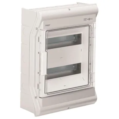 Hager Kleinverteiler Aufputz VE212PN | IP65 | 2x12PLE | UV-stabil | Polycarbonat | metrische Einführung | grau RAL7035