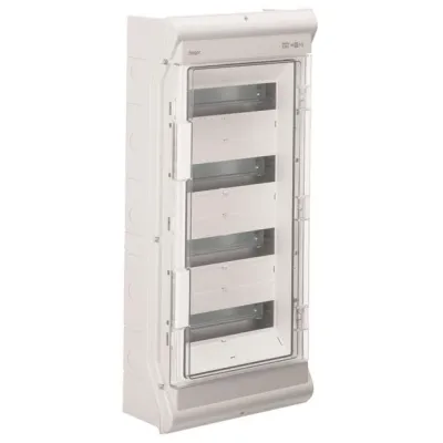 Hager Kleinverteiler VE412PN | Aufputz-Verteiler IP65 | 4x12 Module | UV-stabil | Polycarbonat | grau RAL 7035