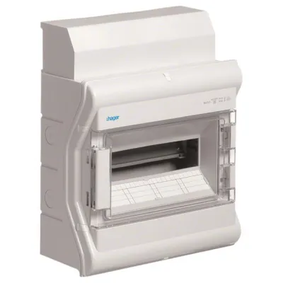 Hager Kleinverteiler VE112DN | IP65 | 1-reihig 12PLE | Aufputz | Kunststoff | 310x302x151 mm | grau RAL 7035