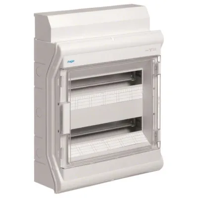 Hager Kleinverteiler VE218DN | Aufputz-Verteiler 2-reihig 36 Module | IP65 | Kunststoff | 418x452x151 mm | RAL 7035