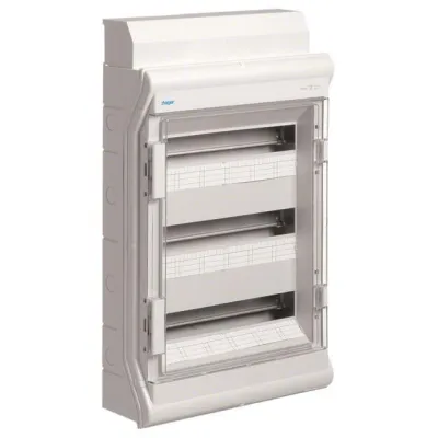 Hager Kleinverteiler VE318DN | Aufputz-Verteiler 3-reihig 54 Module | IP65 | Kunststoff | 418x602x151 mm | grau