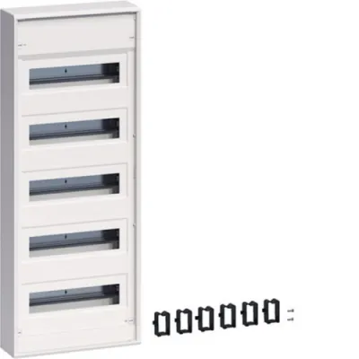 Hager Kleinverteiler VA60CN | Aufputzverteiler 5x12PLE | 60 TE | Kunststoff | IP30 | DIN-Schiene | Weiß RAL9010