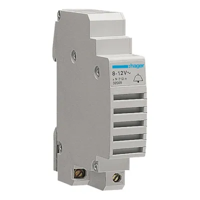 Hager Klingel SU212 | 8-12V AC | DIN-Hutschiene | 85dB | Dauerton | IP20 | Einbau | Kunststoff | grau