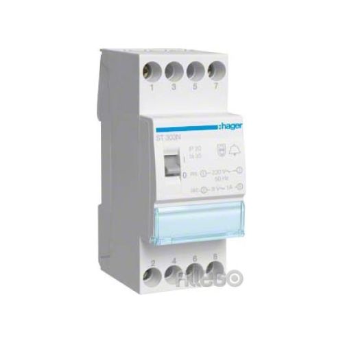 Bild: Hager Klingeltrafo mit Schalter 8VA 230/8V ST303N