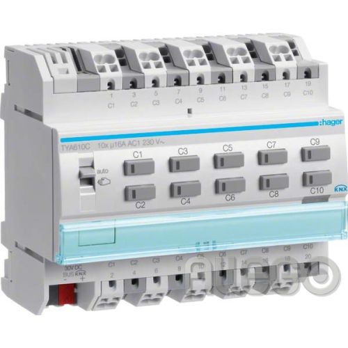 Bild: Hager KNX Schalt-/Jalousieausga. 10fach, 16A TYA610C